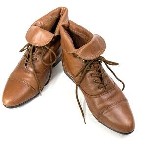 Maine Woods Leather Steampunk Victorian Lace Up Granny Witchy Ankle Boots 8